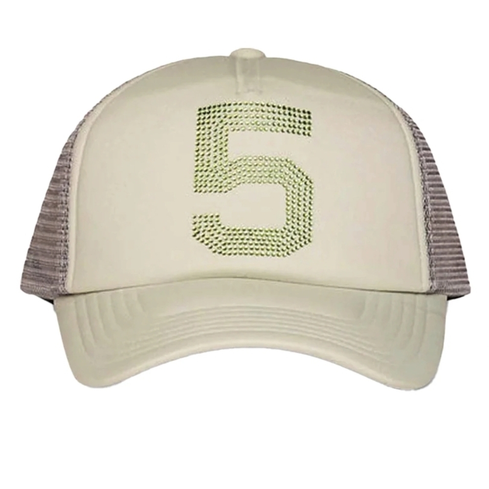 Cream and Tan Cap with Number 5